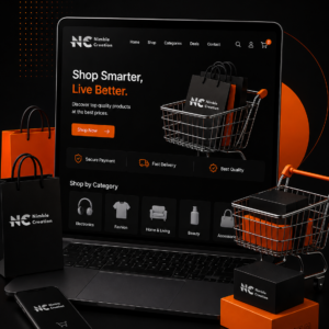 E-commerce website development and online shopping store with product categories and shopping cart